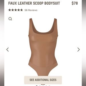 SKIMS FAUX LEATHER SCOOP BODYSUIT NWOT SMALL